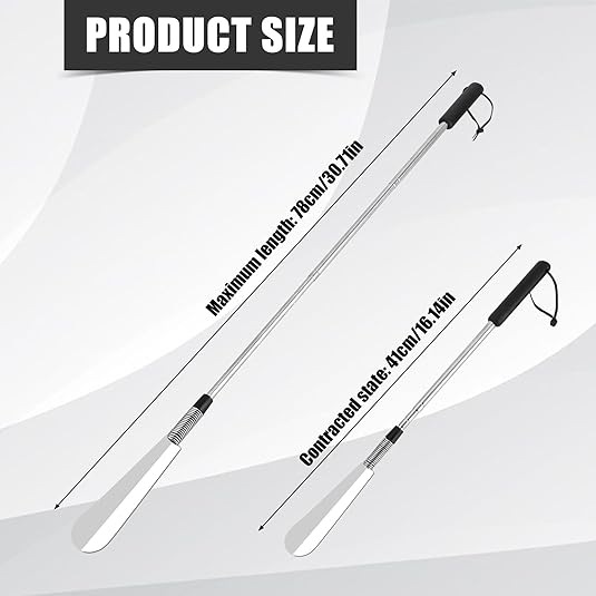 Extendable Shoe Horn, Premium Stainless Steel Adjustable Handle Shoe Lifter with Long Handle